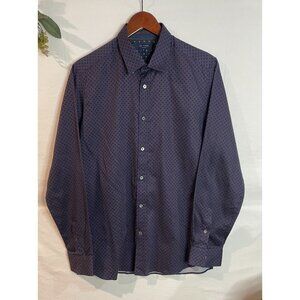 Ted Baker London Men's Size 4 Navy Button-Up Shirt Made In Portugal 100% Cotton